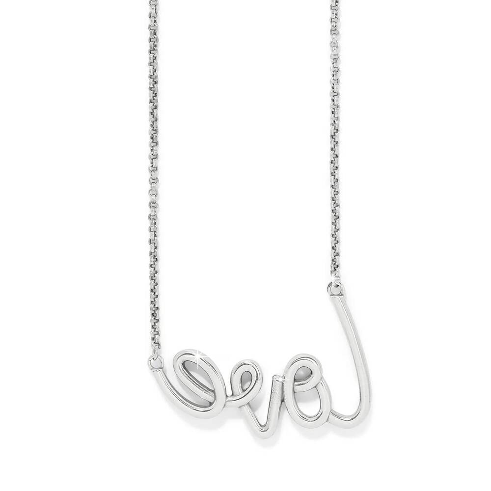 NEW BRIGHTON women's love script sparkle necklace in silver - Picture 2 of 5